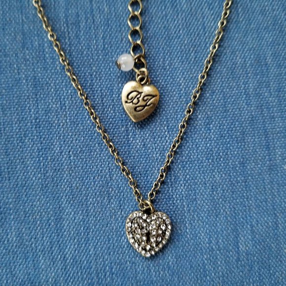 Betsey Johnson Pavé Stone Heart Necklace - Picture 1 of 13